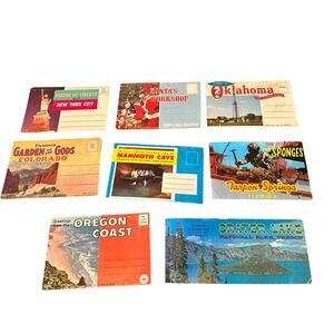 Lot of 7 Vintage Postcard Booklets California, New York, Colorado, & More